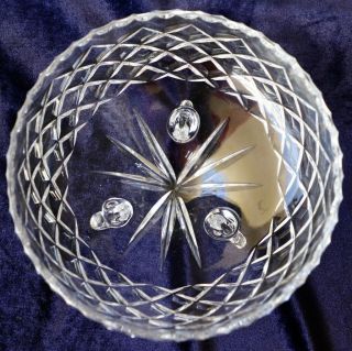 Vintage Retro 3 footed Diamond Cut Crystal Bowl 18cm 640g 2