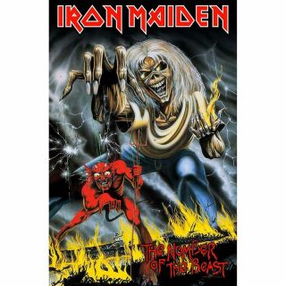 Official Licensed - Iron Maiden - Number Of The Beast Textile Poster Flag Eddie
