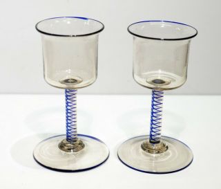 Antqiue Liqueur Glasses With Helix Spiral Stems.