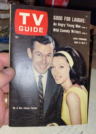 Vintage 1964 Tv Guide Johnny Carson And Wife On The Cover Great Shape