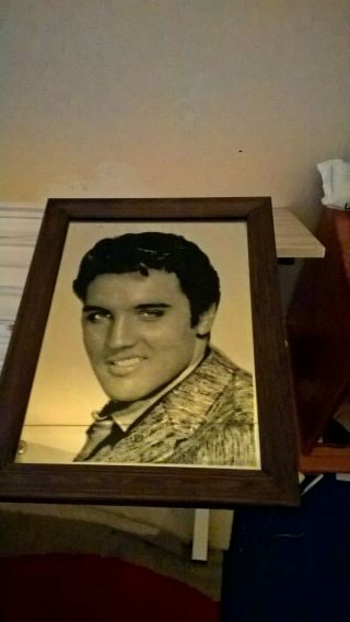 Vintage Elvis Presley Mirror Picture Print Framed The King Memorabilia