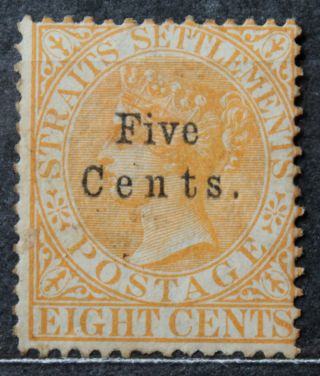 1879 Malaya Straits Settlements Qv 5c On 8c With Hing Don 