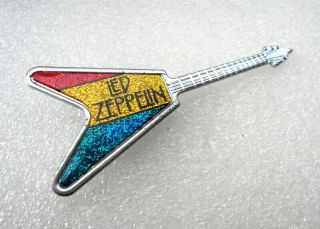 Vintage Led Zeppelin Flying V Pin Badge Heavy Rock Page Plant