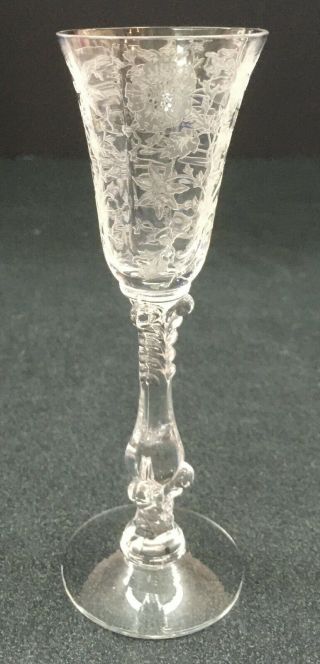 Cambridge Crystal Etched Wildflower Pattern Cordial Glass