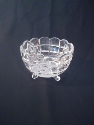 Crystal Candy Dish Three Footed Scalloped Floral Cut Glass Candy Bowl 6 " ×4.  5 "