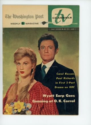 1961 Regional Washington Post Tv Guide Wyatt Earp 5 - Part Drama