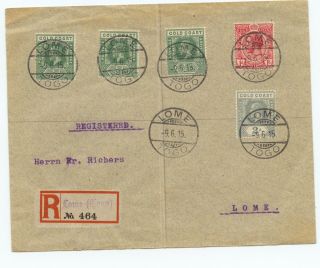 Togo,  1915 Occupation Gold Coast 5 Values,  No Overprint On R - Cover To Lome