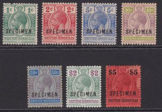 British Honduras.  1913 - 21.  1c To $5 Specimens.  Mounted.