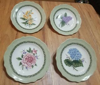 Set Of 4 Princess House Vintage Garden Ceramic Salad Luncheon Plates 1481