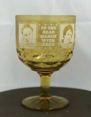 Vintage Archie Bunker For President Amber Beer Mug Glass Goblet 6 " X 4 " 19729
