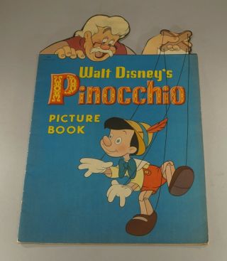 1939 - 1940 Walt Disney Pinocchio Picture Book 9 1/2 " X 15 "