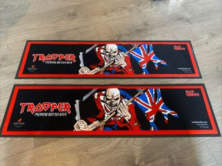 2 X Iron Maiden Trooper Eddie Beer Bar Runner Mat Rare Design Collectible