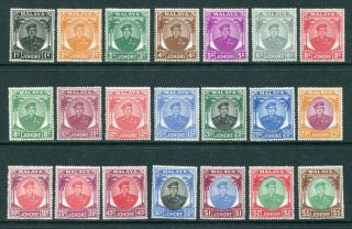 1949/55 Malaya Johore Gb Kgvi Definitive Complete Set 21 X Stamps To $5 M/m