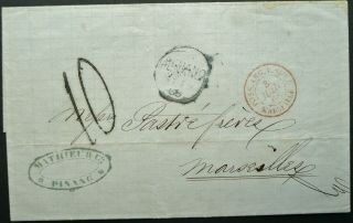 Malaya 18 May 1868 Stampless Postal Entire From Penang To Marseilles,  France
