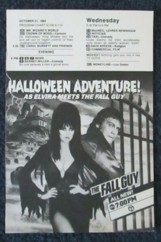 Elvira Mistress Of The Dark,  Lee Majors Fall Guy Halloween 1984 Tv Guide Ad