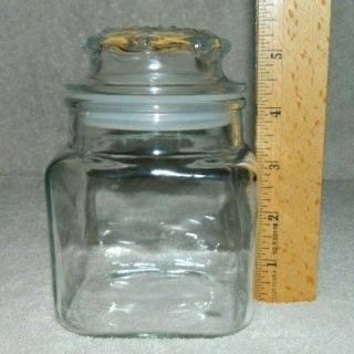 Vtg Small Anchor Hocking Clear Glass Apothecary Canister Jar W/sealed Lid Usa