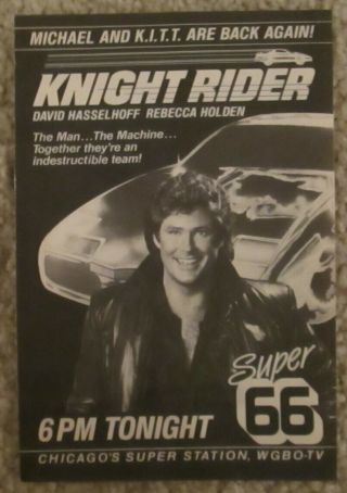 Knight Rider David Hasselhoff Kitt 1980s Action Full - Page Tv Guide Ad