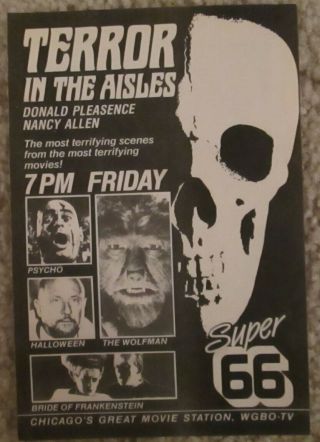 Terror In The Aisles Psycho Halloween Nancy Allen 1984 Full - Page Tv Guide Ad
