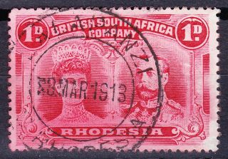 Rhodesia 1910 - 14 1d Lalapanzi Dc Blank Before Day - Blank 8.  Mar.  1913 - Compound Pf?