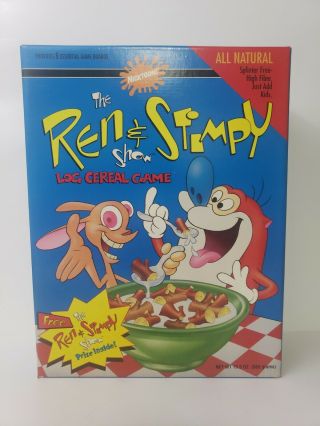 Vintage 1992 Ren And Stimpy Log Cereal Game Open Box Parker Bros W/sticker