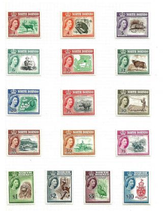 North Borneo (h18) 1961 Sg391 - 406 Pictorial Full Set Of 16 To $10.  00 Mm / Mh