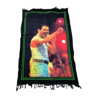 Freddie Mercury Queen Vintage Wall Rug Hanging Blanket Concert Tour Rare Tassels