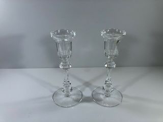 Signed Waterford Crystal Candle Sticks Holders Set 2 Pair Candlestick 8.  5 Inches
