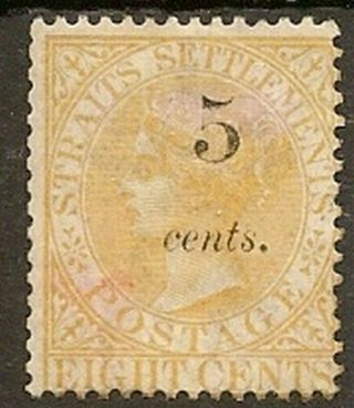 Straits Settlements 1880 5c On 8c Orange Sg42