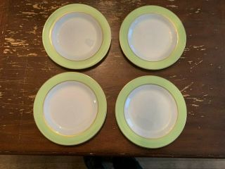 Vintage Pyrex Lime Green With Gold Trim 10 Inch Dinner Plate Set Of 4 B