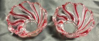 Mikasa Peppermint Red Swirl Crystal Glass Candleholders 2