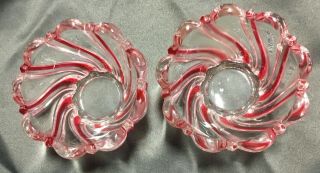 Mikasa Peppermint Red Swirl Crystal Glass Candleholders 3