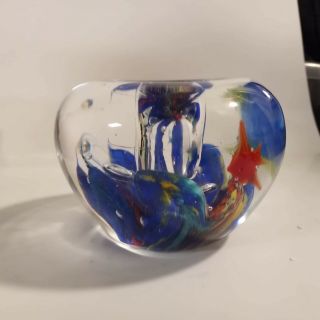 Vintage Murano Glass Fish Aquarium Paperweight Candle Holder Candlestick Pen