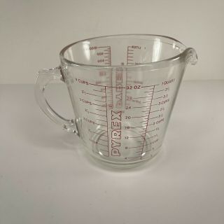 Vintage Pyrex 4 Cup Liquid Measure Measuring Cup D Handle Metric 2