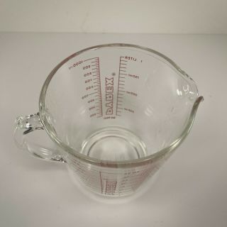 Vintage Pyrex 4 Cup Liquid Measure Measuring Cup D Handle Metric 3