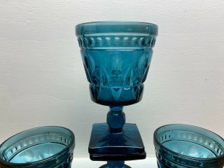 Set of 4 Vintage Indiana Colony Park Lane Blue Glass Sherbet Dessert Dish Cup 2