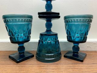 Set of 4 Vintage Indiana Colony Park Lane Blue Glass Sherbet Dessert Dish Cup 3