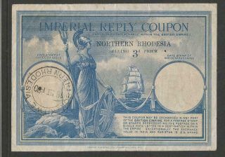 Northern Rhodesia 3d Imperial Reply Coupon Kitwe Pmk.  Rare