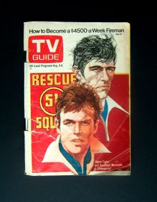 Vintage Tv Guide August 3 - 9 - 1974 0hio Edition - Cover Has Emergency Tv Show