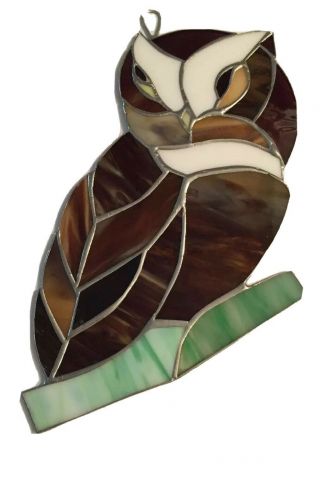 Owl Bird (large) - Stained Glass - Handcrafted - Sun Catcher - 10”x 7”inc