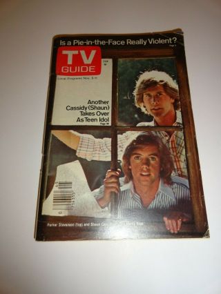 1977 Tv Guide Nov 5 - 11 - Shaun Cassidy & Parker Stevenson - Hardy Boys Cover