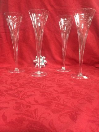 4 Princess House 436 Heritage Crystal Toasting Champagne Flutes Glasses 10 "
