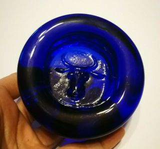 Erik Hoglund Glass Pin Dish Bull Head,  Boda,  C1960,  Sweden Blue Art Glass