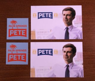 Pete Buttigieg President 2020 Campaign 2 Postcard & 2 Sticker Palm Springs