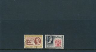 Southern Rhodesia Ten Shillings One Pound Stamps 1953 Sg90/91 Fu