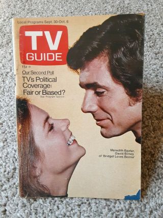 Vintage Old Tv Guide Bridget Loves Bernie Cover Sept 30 - Oct 6 1972 Tucson Az