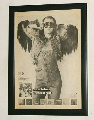 Elton John Framed A4 1974 `greatest Hits` Album Band Promo Art Poster
