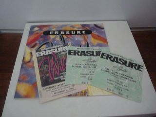 Erasure " Wild " Tour 1989/90 Song Book & 3 Tickets