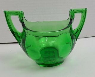 Vintage Heisey Emerald Green Glass Sugar Bowl Art Deco Style 8/30/21