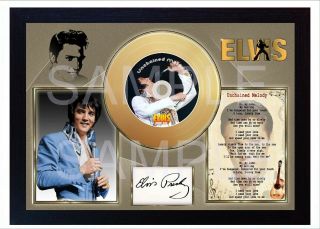 Elvis Presley Unchained Melody Moo Mini Gold Vinyl Cd Record Signed Framed Print