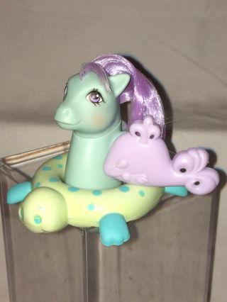Vtg 1984 G1 My Little Pony Baby Sea Splasher Blue Seahorse & Turtle Float & Comb